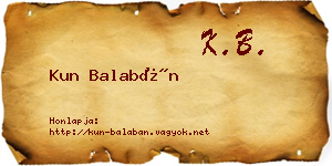 Kun Balabán névjegykártya